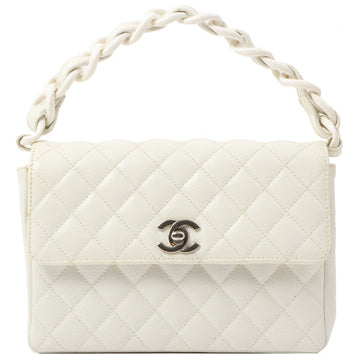 Chanel Around 1996 Made Pvc Turn-Lock Plastic Chain Handbag White