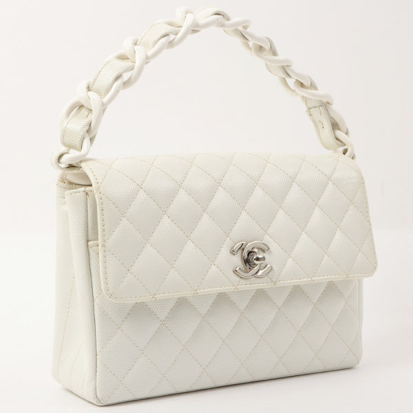Chanel Around 1996 Made Pvc Turn-Lock Plastic Chain Handbag White