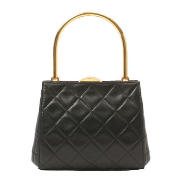 Chanel Around 1998 Made Logo Metal Clasp Handbag Black