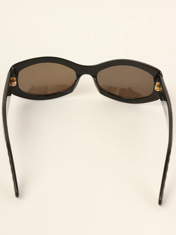 CHANEL Side Square Cc Mark Plate Sunglasses Metallic Brown