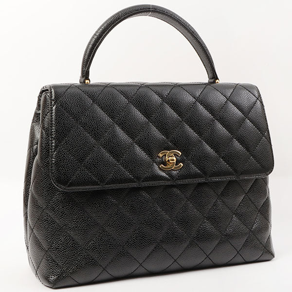 Chanel Around 2000 Made Turn-Lock Top Handle Bag Black