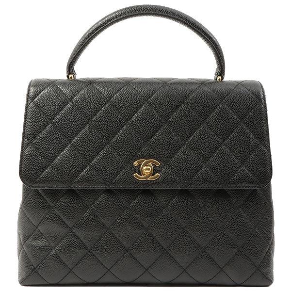 Chanel Around 1998 Made Caviar Skin Turn-Lock Handbag Black