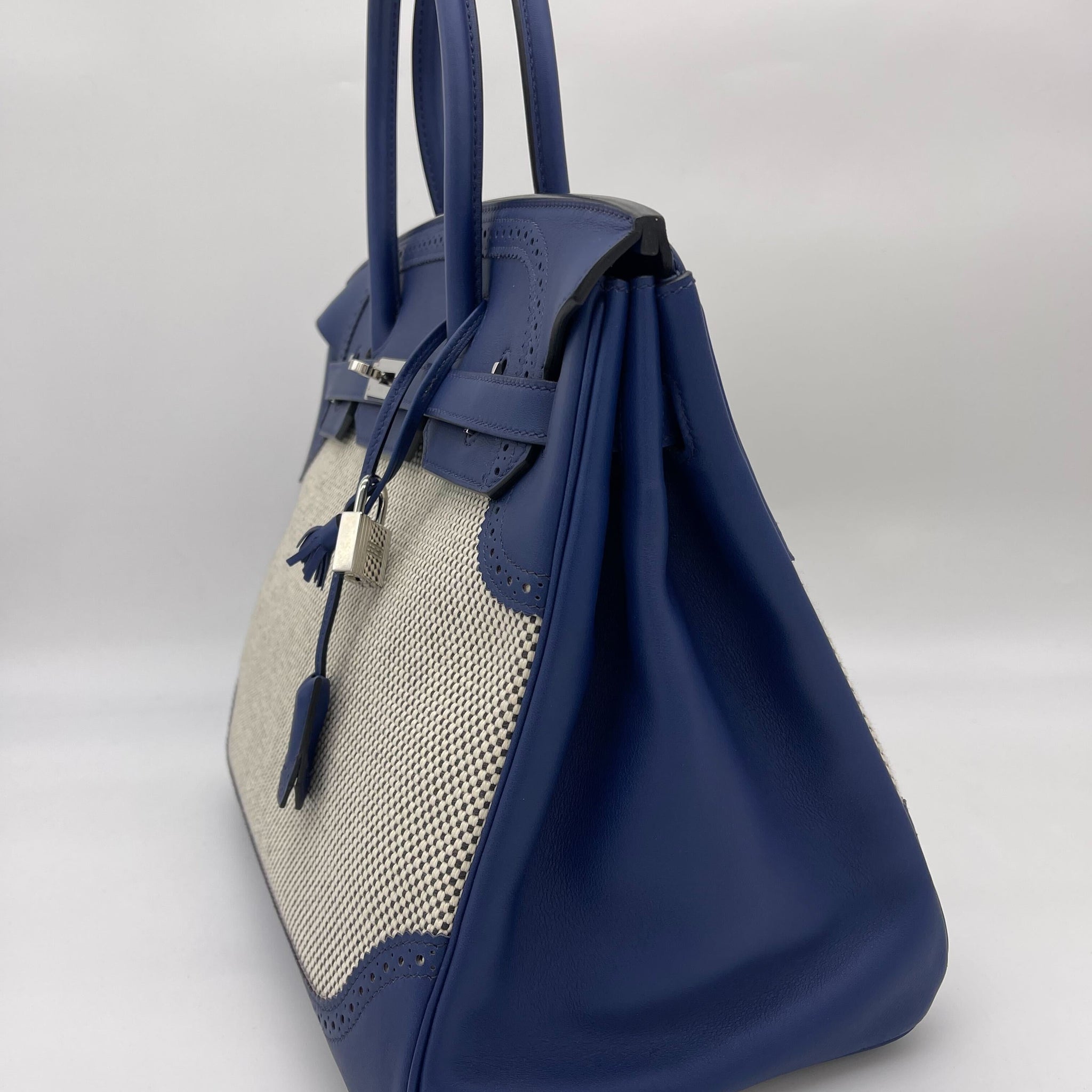Hermes Birkin 35 Canvas Bleu de Prusse Palladium Hardware