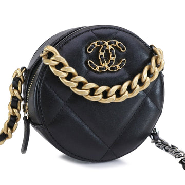 Chanel Lambskin 19 Round Clutch with Chain Satchel