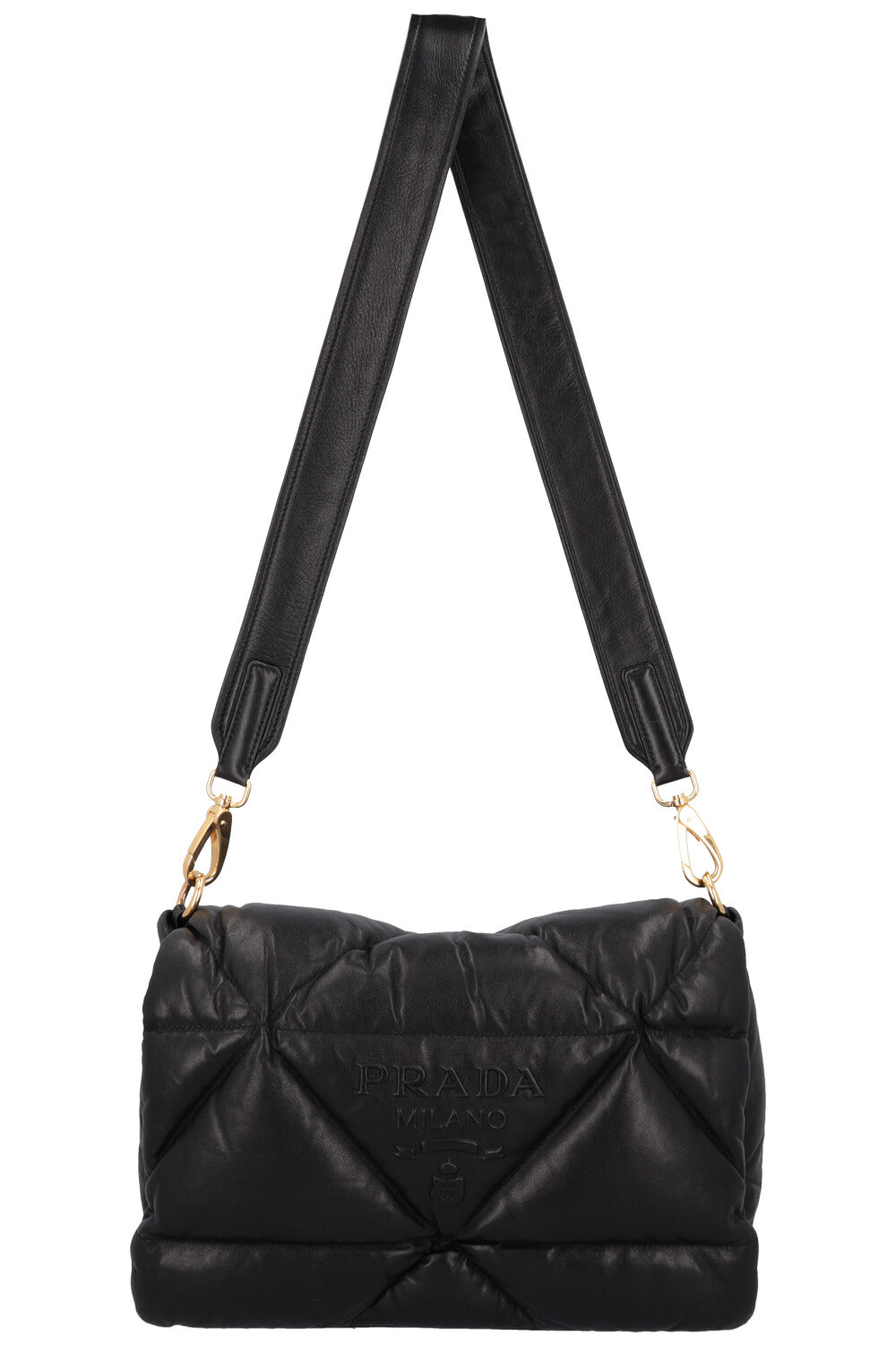 PRADA Quilted Crossbody Bag Leather Black