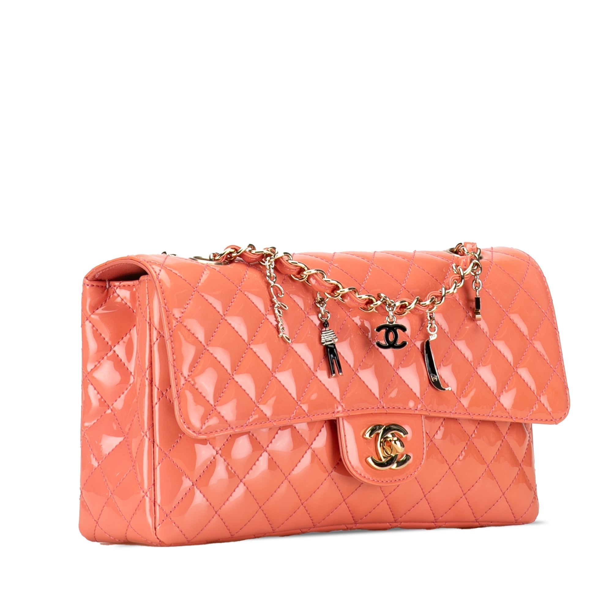 Chanel Limited Edition Ginza 5th Anniversary Medium Classic Patent Lucky Charms Single Flap Shoulder Bag