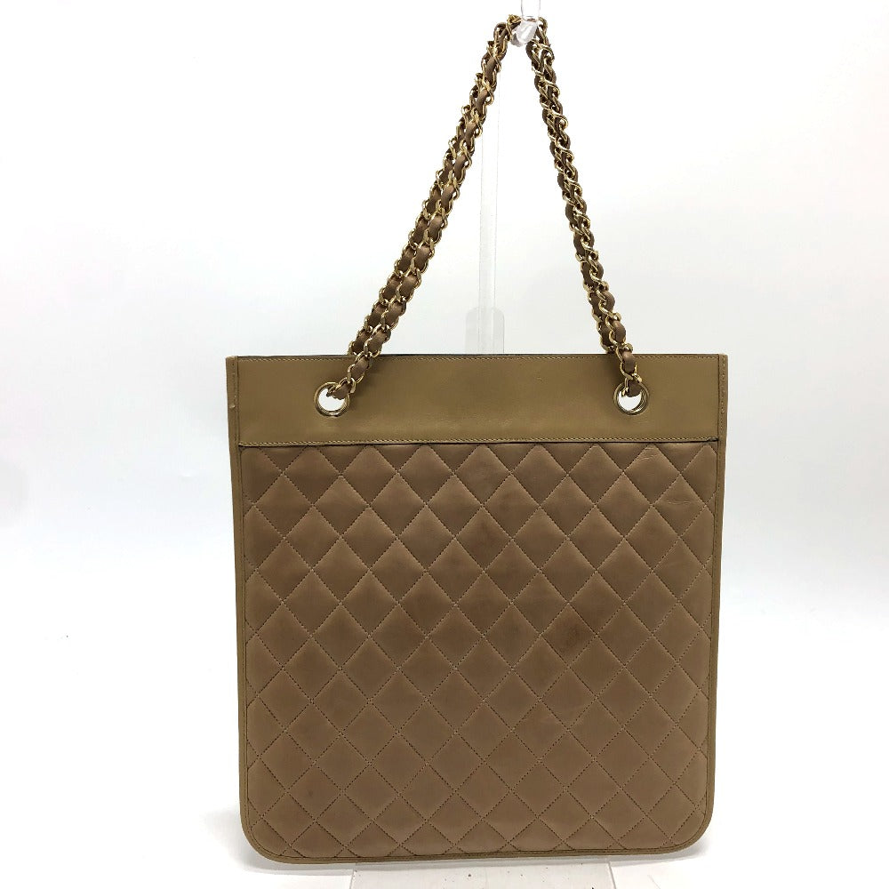 CHANEL Shoulder Bag lambskin beige CC COCO Mark Matrasse Women Used