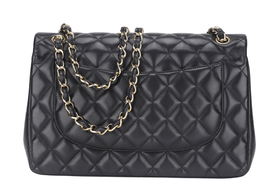 CHANEL CLASSIC DOUBLE FLAP JUMBO BLACK LAMBSKIN LEATHER GHW (1685xxxx) WITH  AND DUST COVER