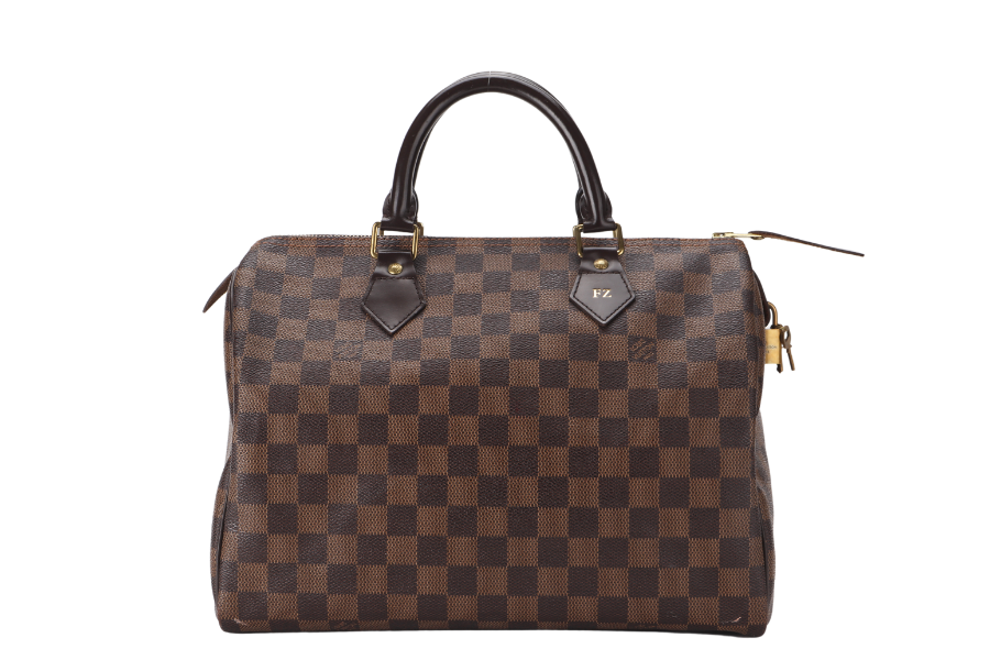 LOUIS VUITTON SPEEDY 30 (N41364) DAMIER EBENE CANVAS GOLD HARDWARE WITH LOCK AND KEYS