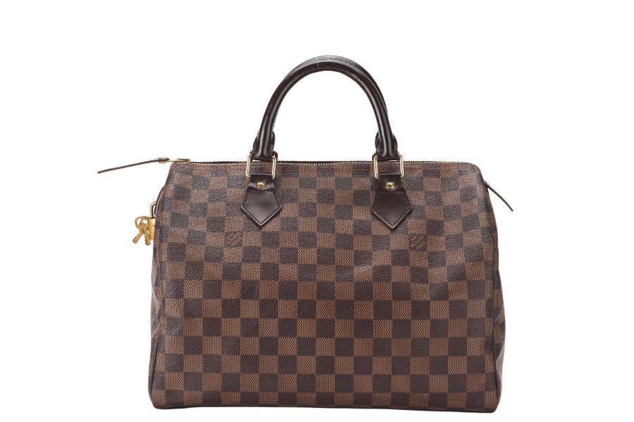 LOUIS VUITTON SPEEDY 30 (N41364) DAMIER EBENE CANVAS GOLD HARDWARE WITH LOCK AND KEYS