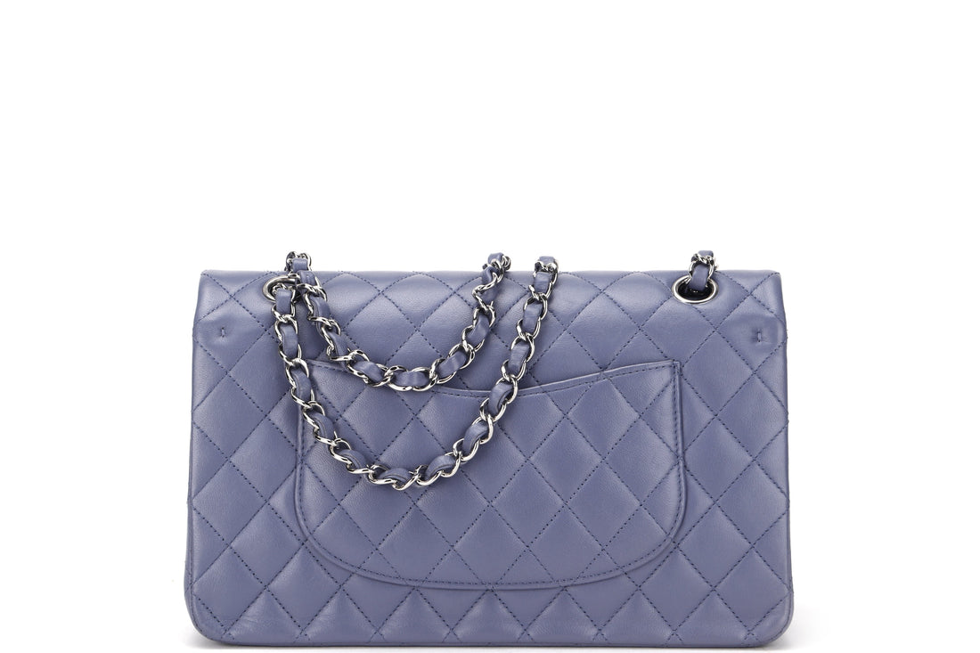 CHANEL CLASSIC FLAP (1583xxxx) MEDIUM LILAC LAMBSKIN SILVER HARDWARE, WITH , DUST COVER & BOX