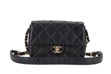 CHANEL SINGLE FLAP BAG 22CM BLACK LAMBSKIN GOLD HARDWARE (JC2Hxxxx) WITH DUST COVER AND BOX