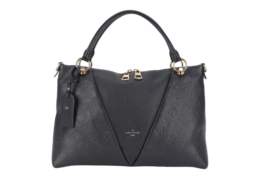 LOUIS VUITTON "V" TOTE MM (M44421) BLACK EMPREINTE LEATHER GOLD HARDWARE WITH STRAP