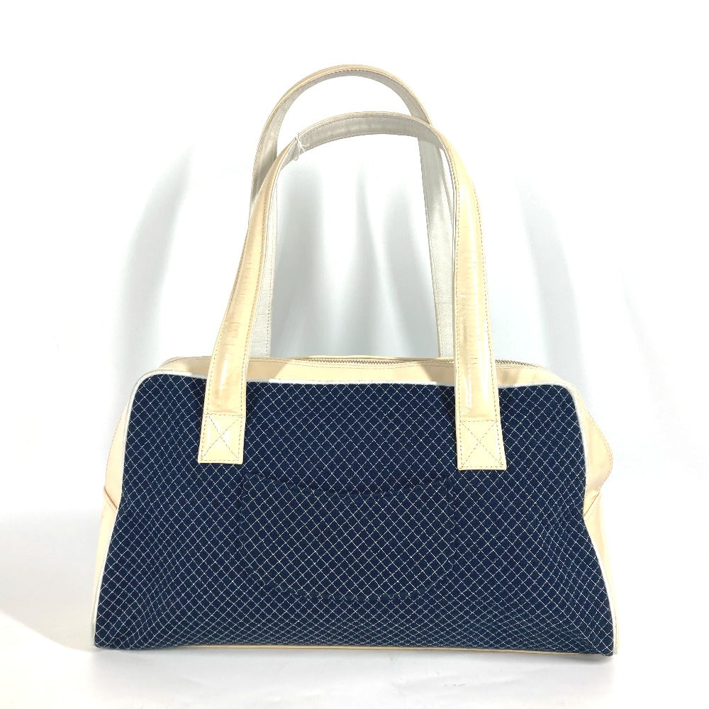 CHANEL Shoulder Bag Enamel / Canvas Navy quilting matelasse CC COCO Mark Women Used