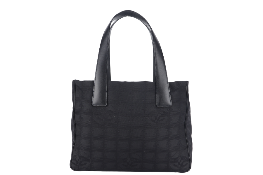 CHANEL TRAVEL LINE VINTAGE MEDIUM (8912xxxx) BLACK NYLON TOTE BAG