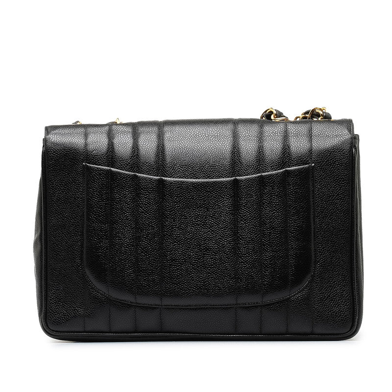 Chanel CC Caviar Vertical Quilted Single Flap Bag Leather Shoulder Bag in Good condition