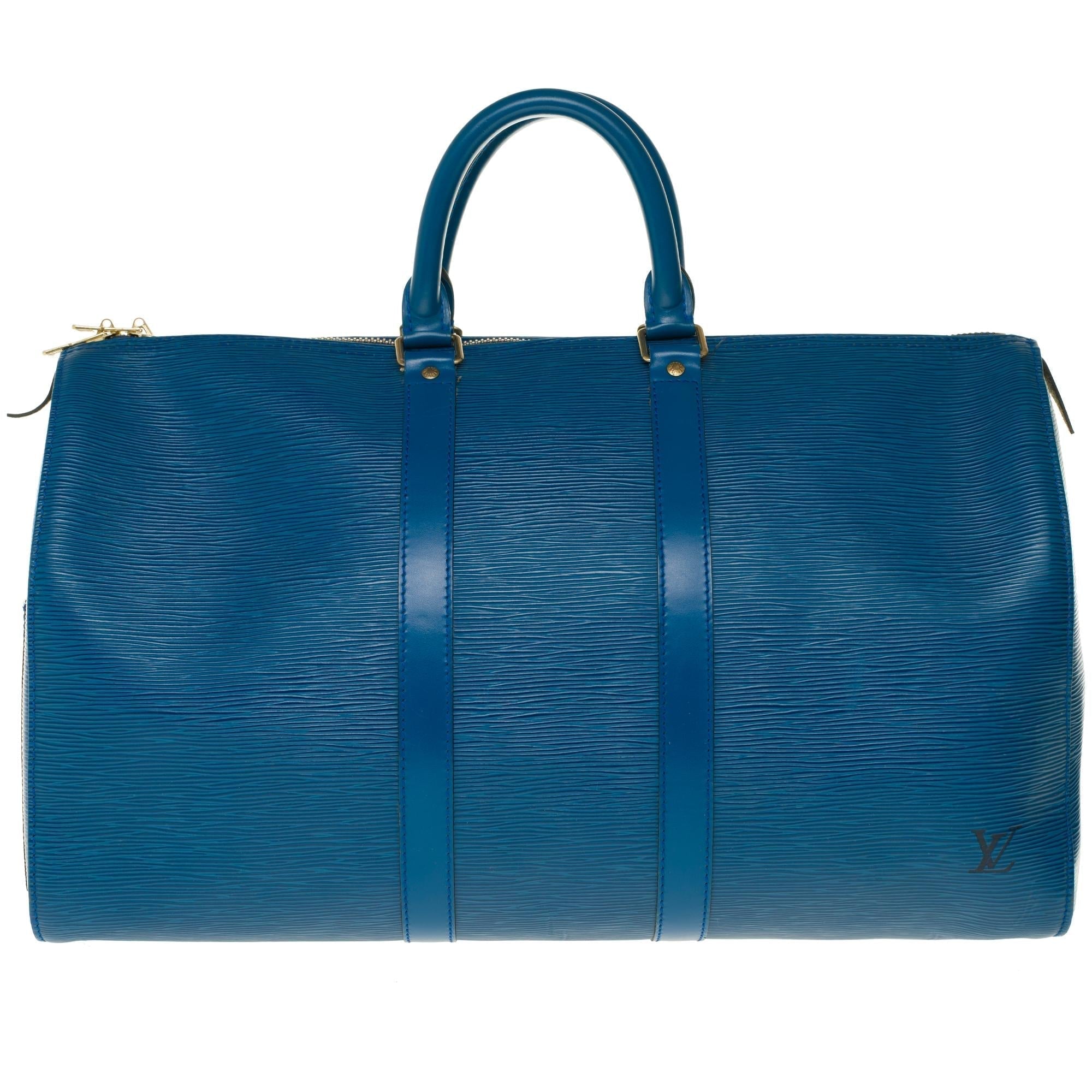LOUIS VUITTON Keepall 45 Travel bag in blue epi leather