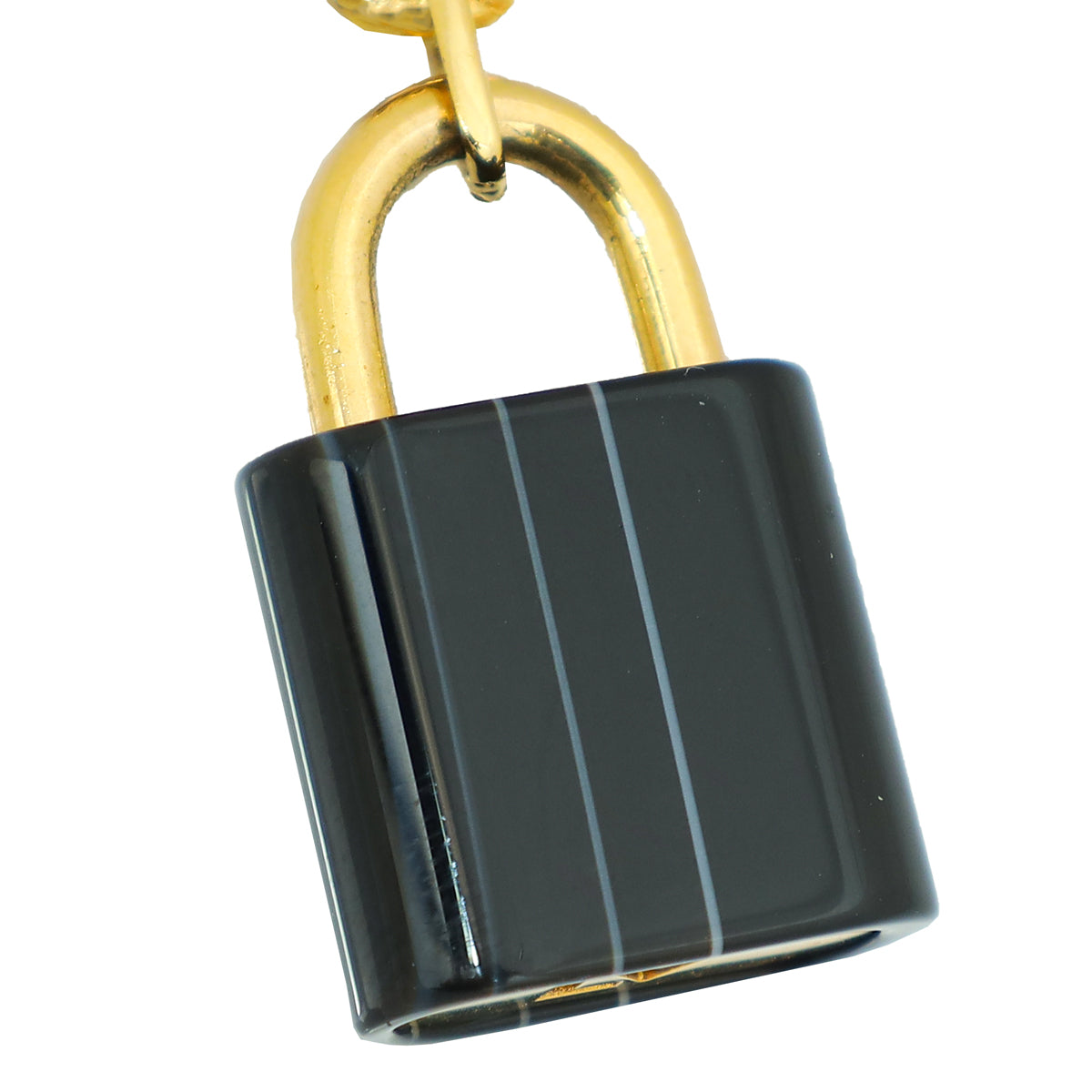 Louis Vuitton Black Crystal Key Padlock Chain Bracelet