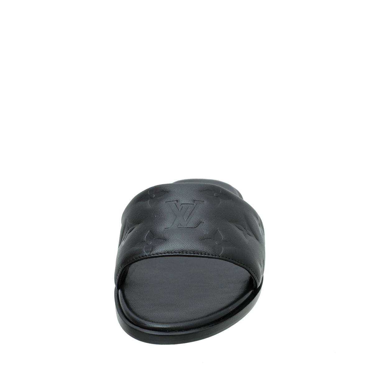 Louis Vuitton Black Monogram Embossed Revival Flat Mules 38