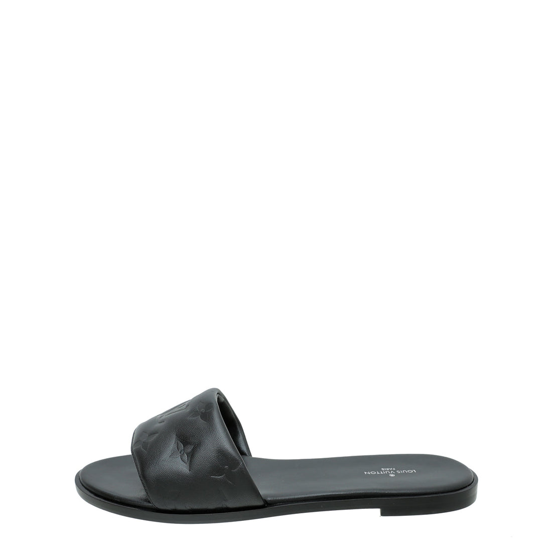 Louis Vuitton Black Monogram Embossed Revival Flat Mules 38