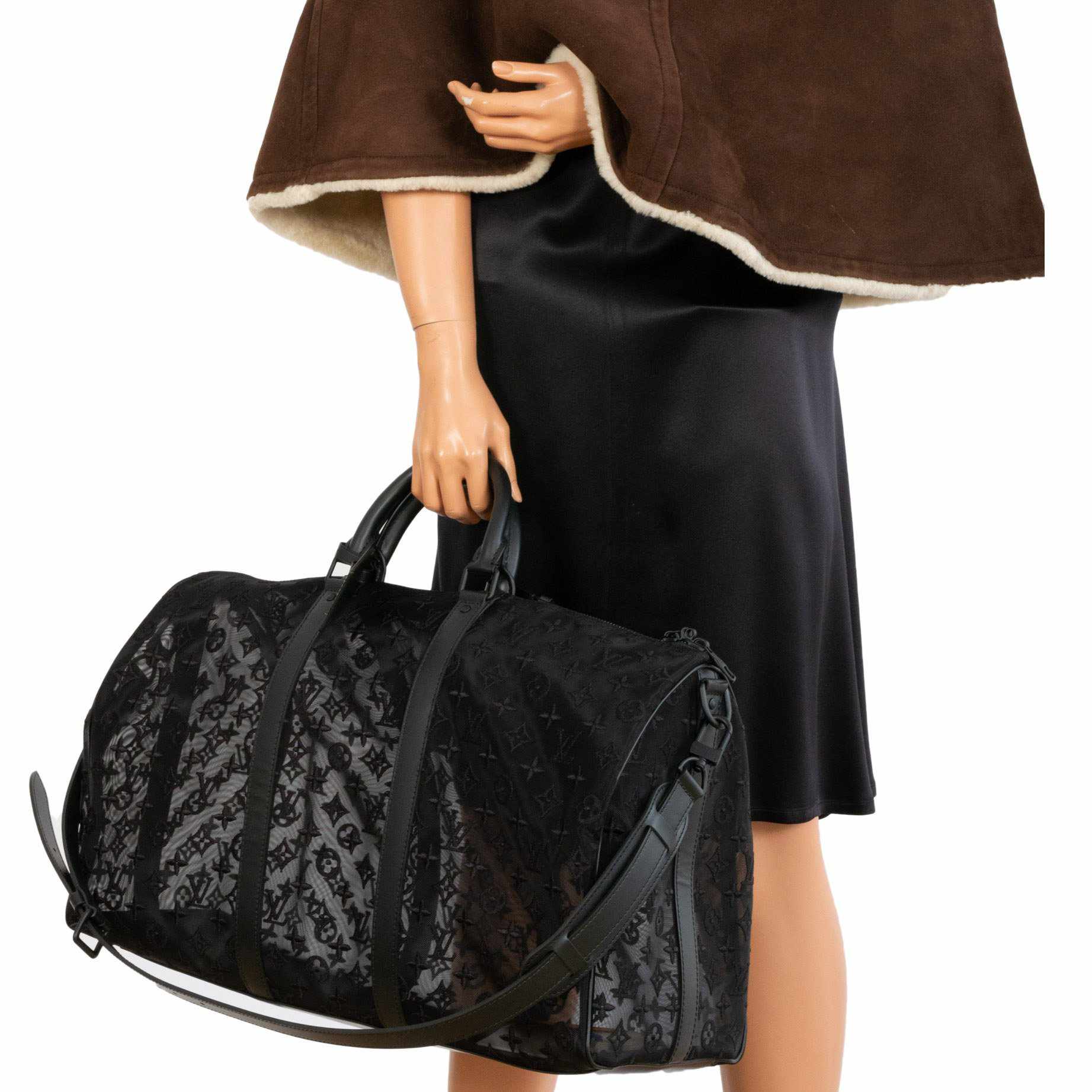 Louis Vuitton x Virgil Abloh Keepall 50 Bandouliere Black Monogram Mesh