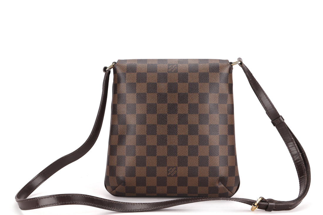 LOUIS VUITTON N51302 MUSETTE DAMIER EBENE CANVAS CROSSBODY (TH3089), NO DUST COVER