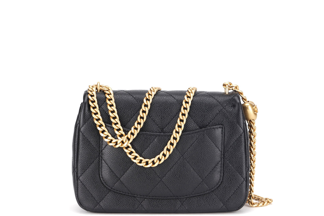 CHANEL AS3829 HEART CHAIN MINI FLAP [MICROCHIP (LGETxxxx)] BLACK CAVIAR GOLD HARDWARE, WITH DUST COVER & BOX