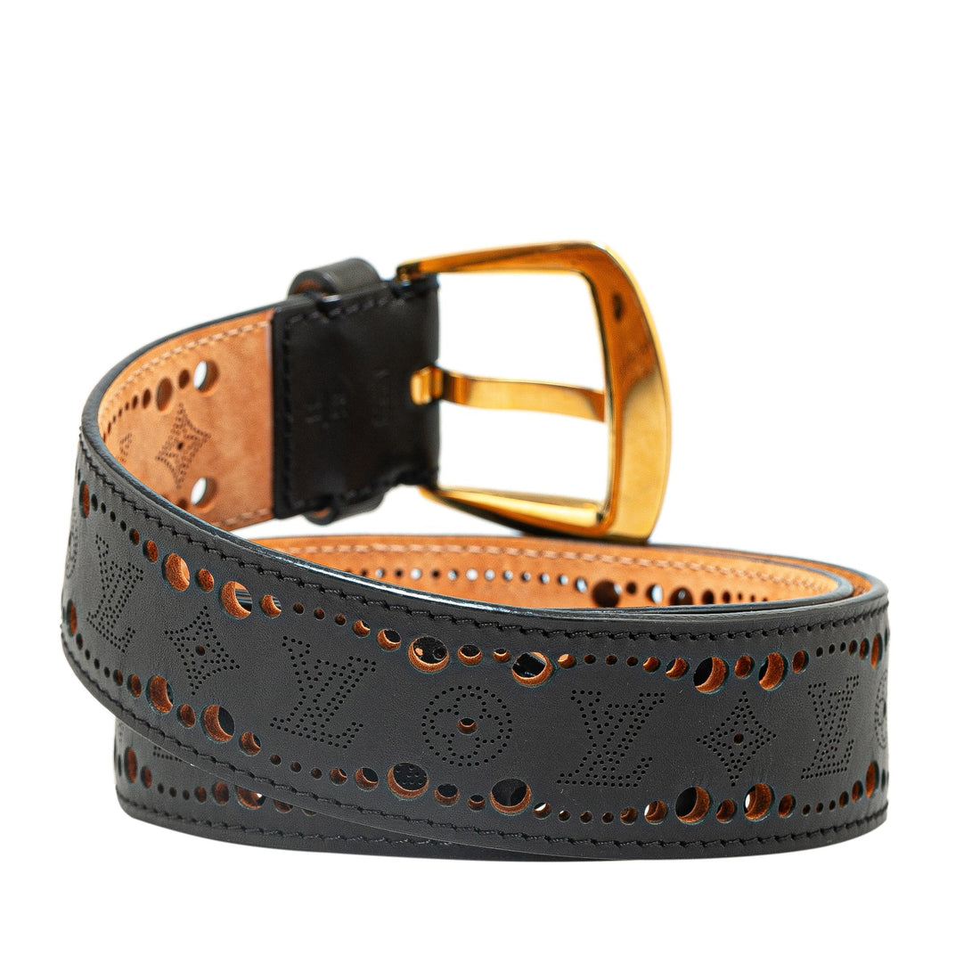 Black Louis Vuitton Monogram Mahina Perforated Phoenix Belt