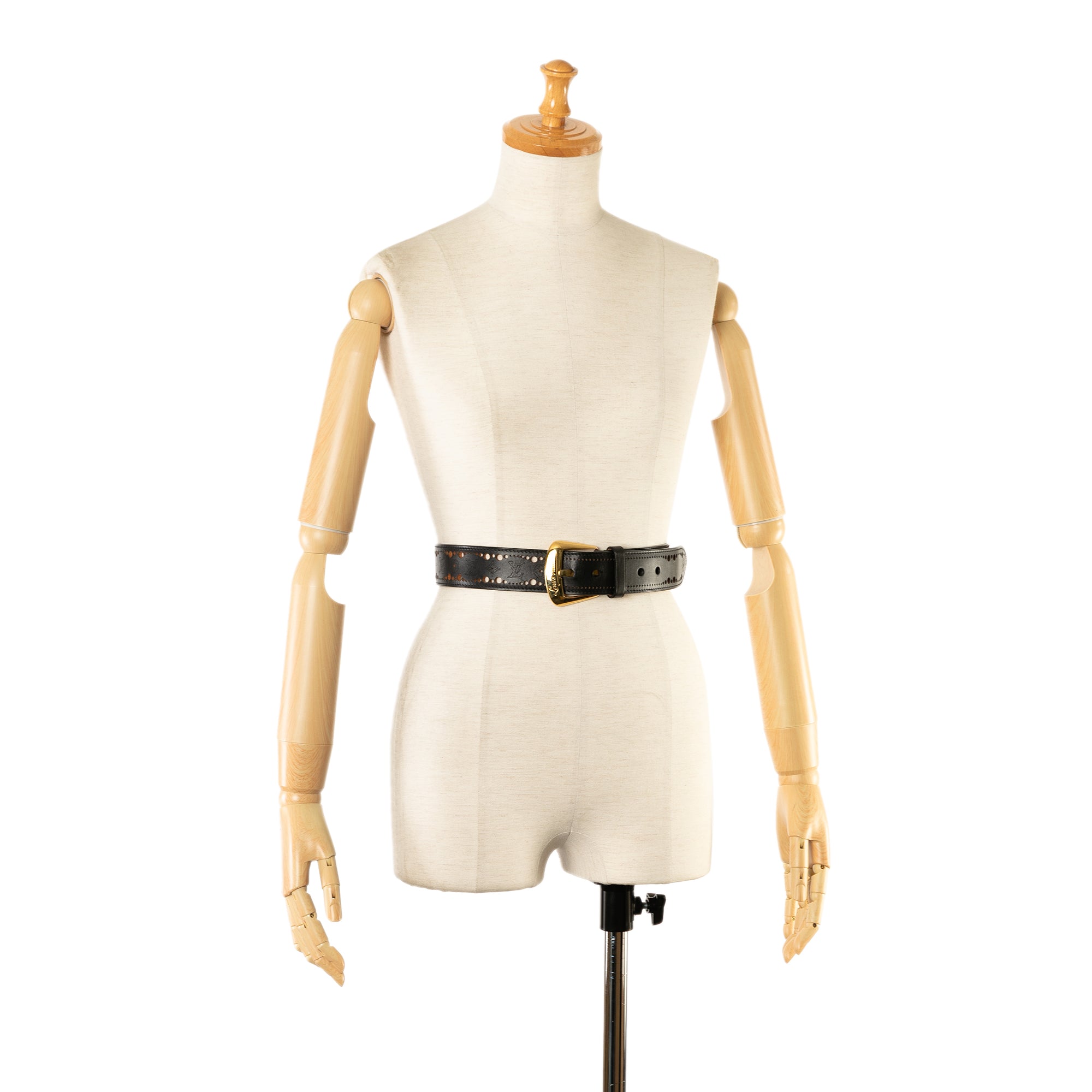 Black Louis Vuitton Monogram Mahina Perforated Phoenix Belt