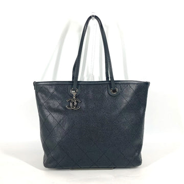 CHANEL Shoulder Bag Caviar skin black quilting CC COCO Mark Women Used