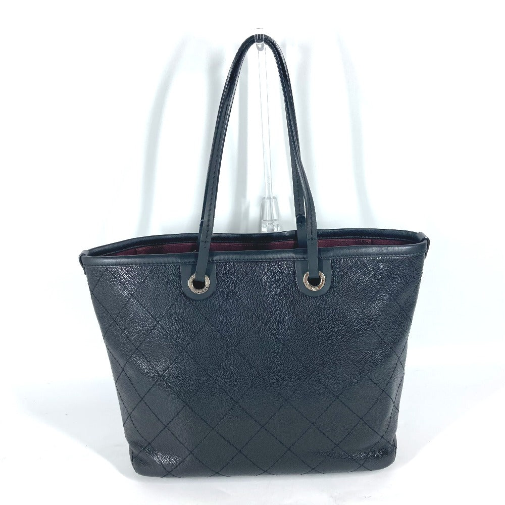 CHANEL Shoulder Bag Caviar skin black quilting CC COCO Mark Women Used