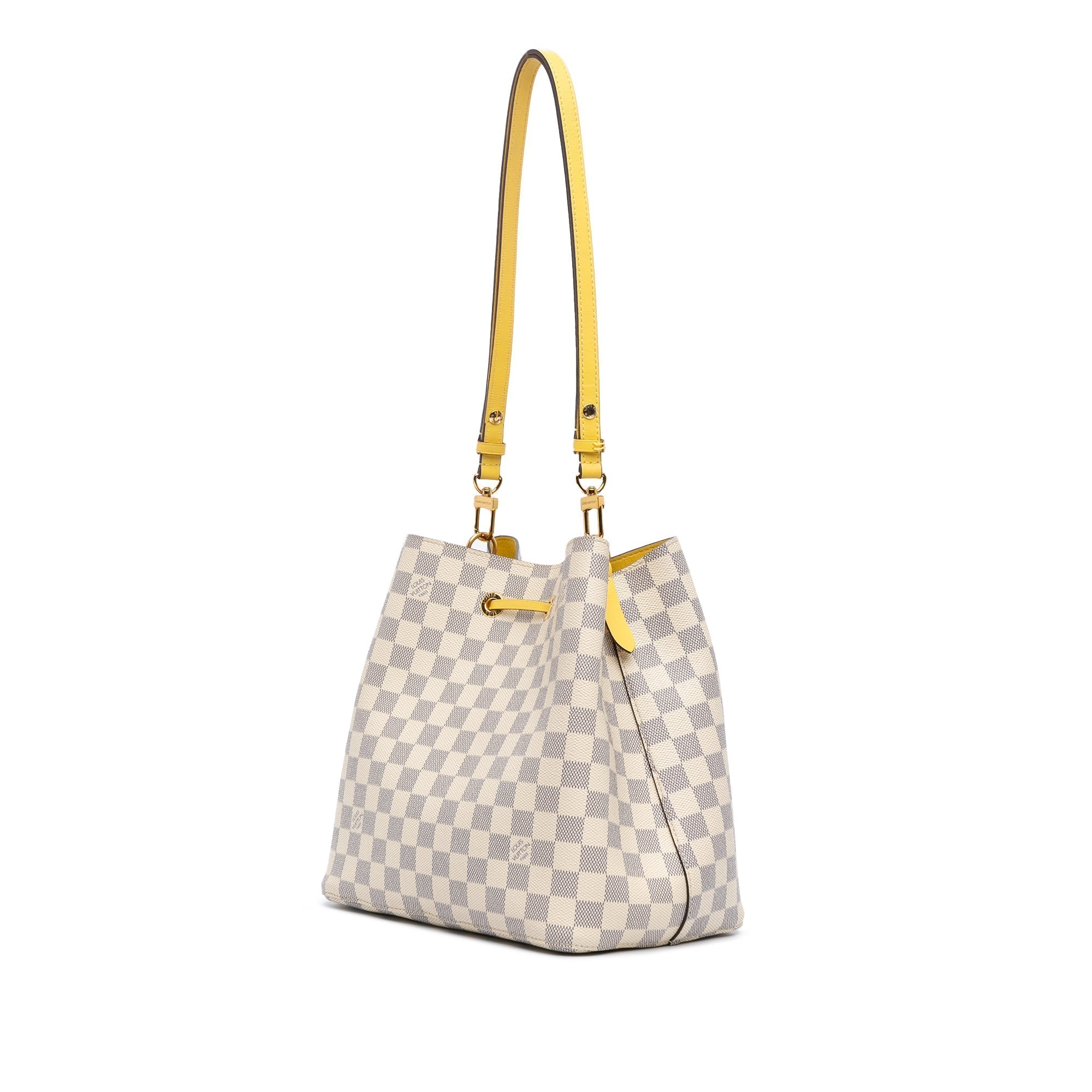 White Louis Vuitton Damier Azur Neonoe MM Bucket Bag