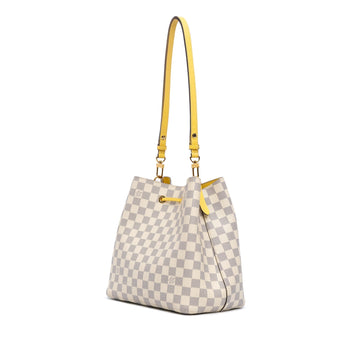 White Louis Vuitton Damier Azur Neonoe MM Bucket Bag