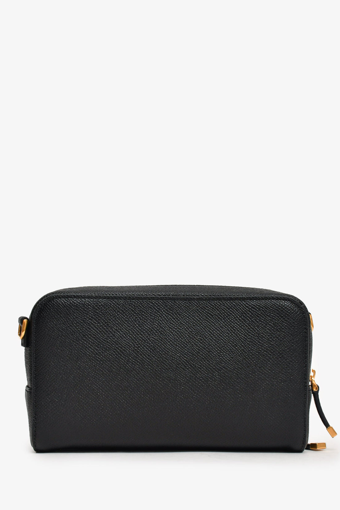 Christian Dior Black Grained Leather Caro Double Pouch Crossbody