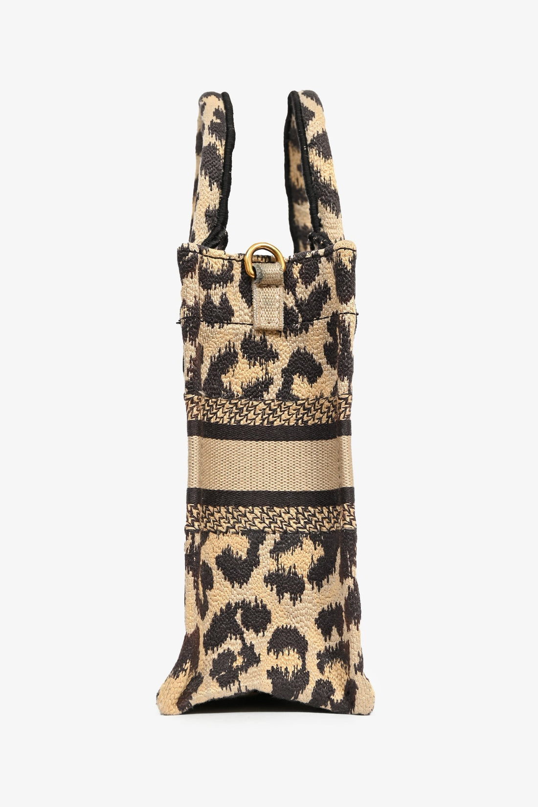 Christian Dior Beige Leopard Canvas Mini Book Tote Phone Bag