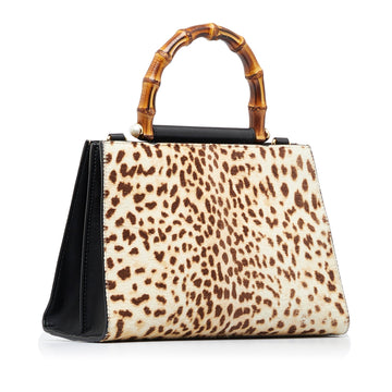 GUCCI Small Bamboo Nymphaea Pony Hair Satchel