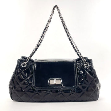 CHANEL Shoulder Bag Patent leather black ChainShoulder Matrasse