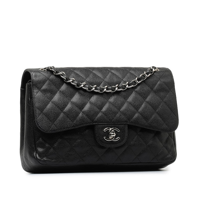 Chanel CC Caviar Jumbo Classic Double Flap Bag  Leather Shoulder Bag in Good condition