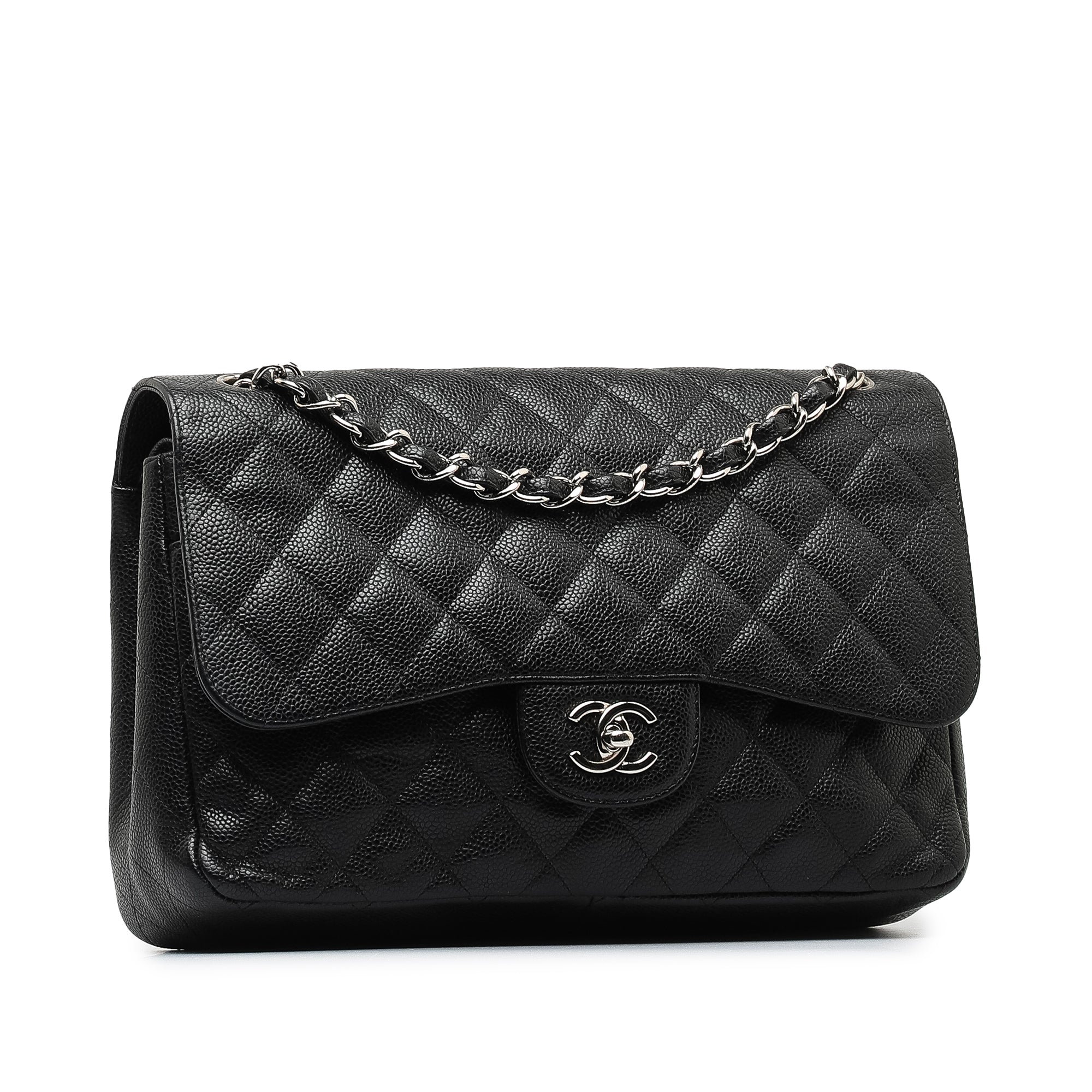 Chanel Jumbo Classic Caviar Double Flap Shoulder Bag