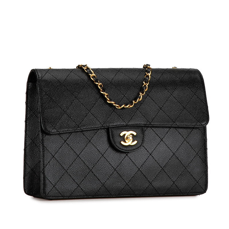 Chanel Jumbo Classic Caviar Single Flap Bag Leather Shoulder Bag in Good condition