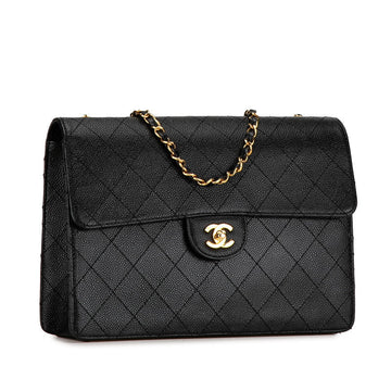 Chanel Jumbo Classic Caviar Single Flap Bag Leather Shoulder Bag in Good condition