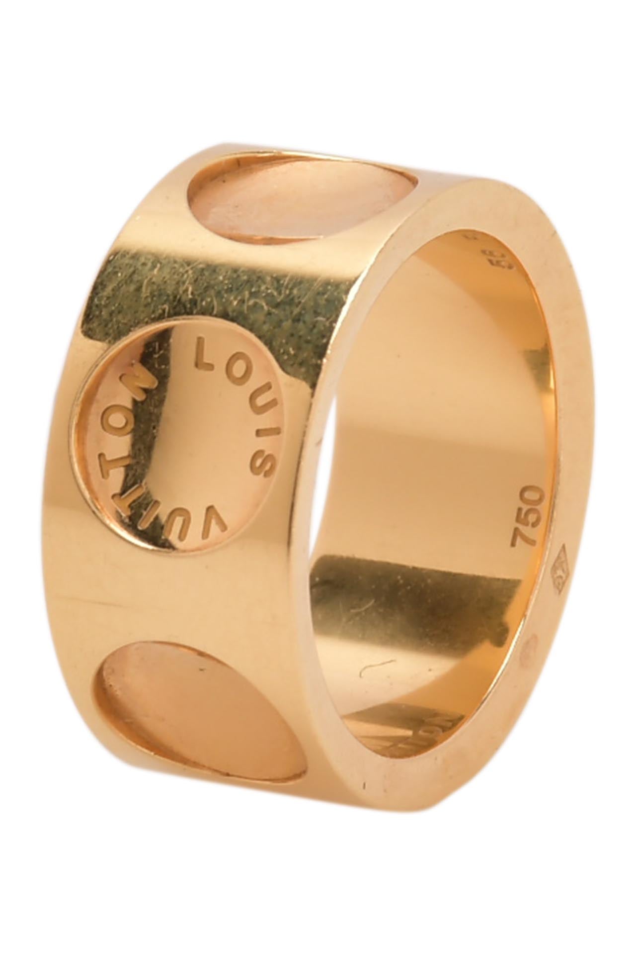 LOUIS VUITTON Empreinte 18K Yellow Gold Wide Band Ring