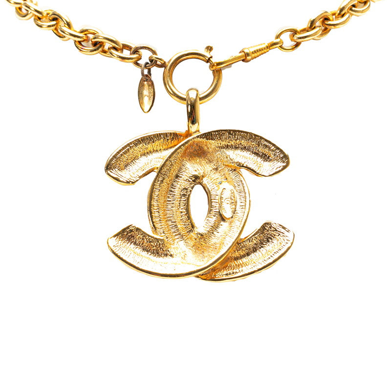 Chanel Quilted CC Logo Pendant Necklace Metal Necklace in Good condition