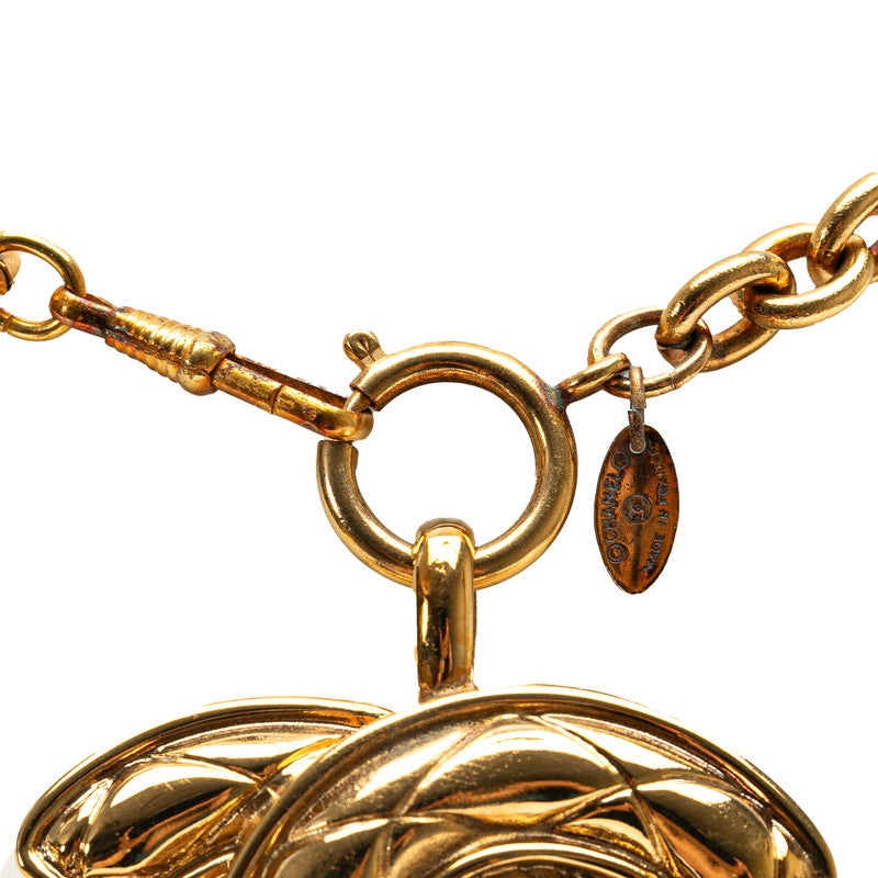 Chanel Quilted CC Logo Pendant Necklace Metal Necklace in Good condition