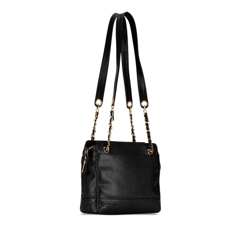 Chanel Triple CC Caviar Tote Bag Leather Tote Bag in Good condition