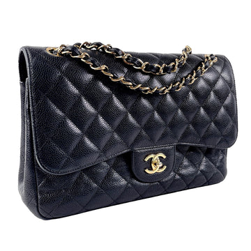 Chanel Jumbo Classic Caviar Double Flap Shoulder Bag