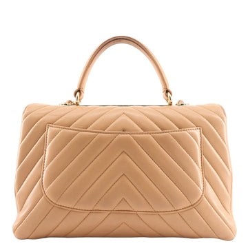 CHANEL Trendy CC Chevron Medium Top Handle Leather Bag