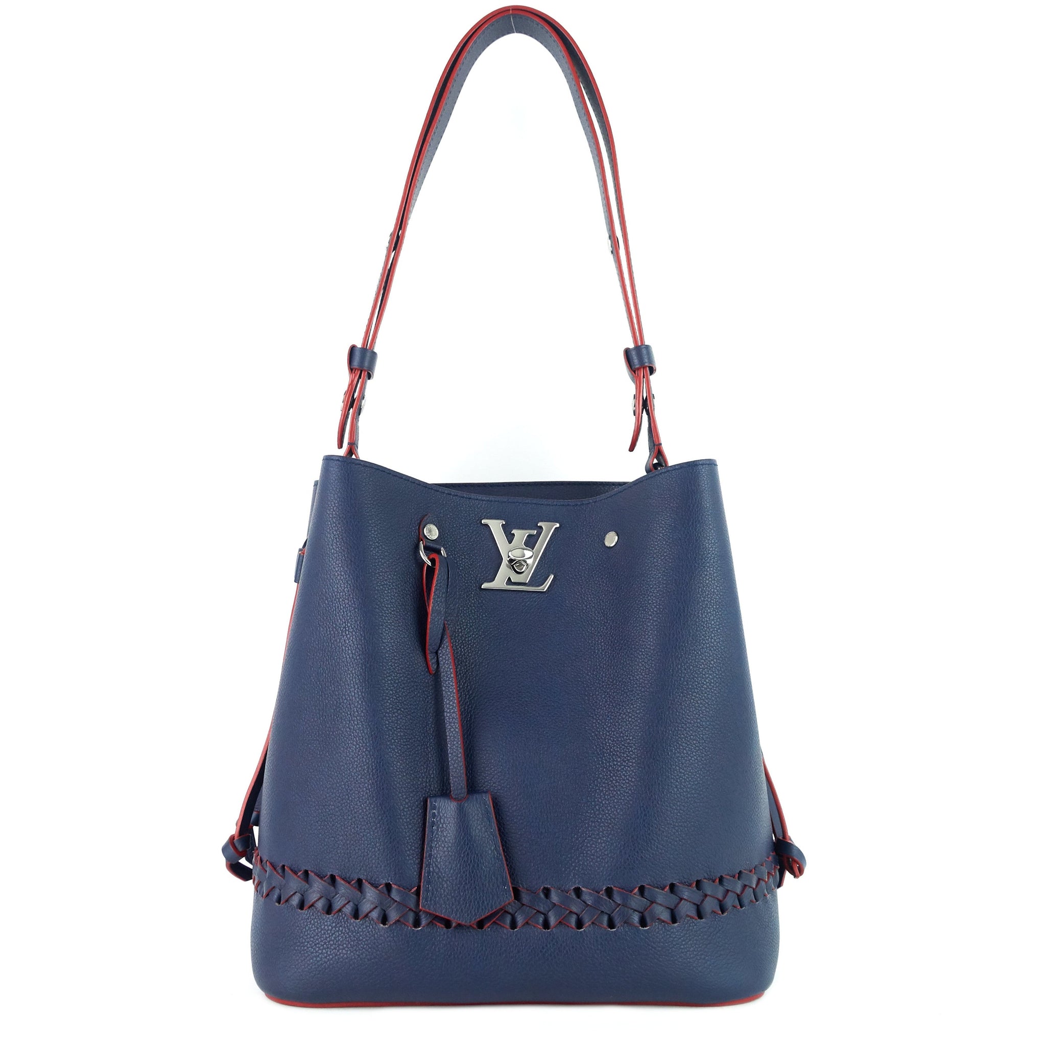 LOUIS VUITTON LockMe Calfskin Leather Braided Bucket Bag