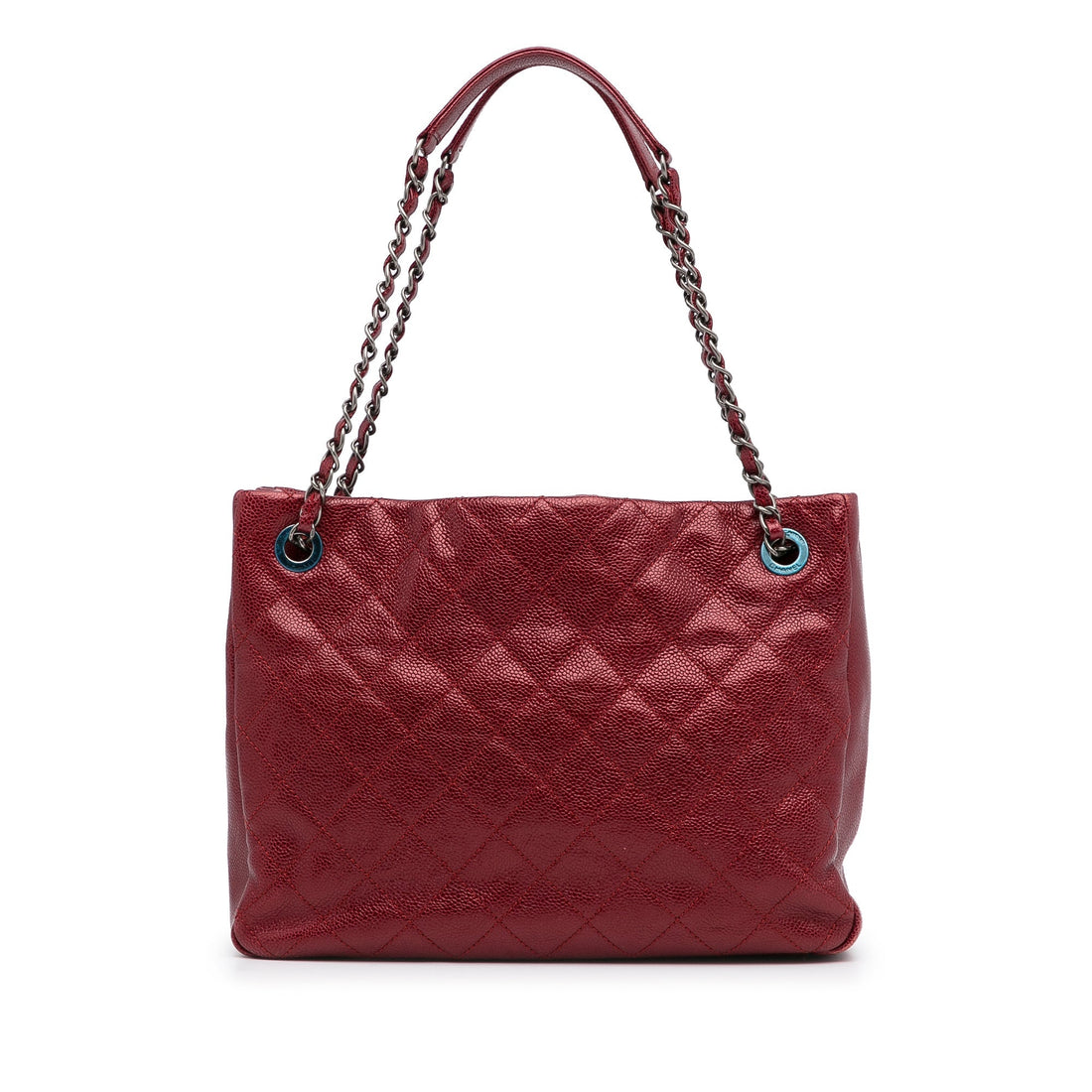 Red Chanel Small Caviar City Shopper Tote Bag