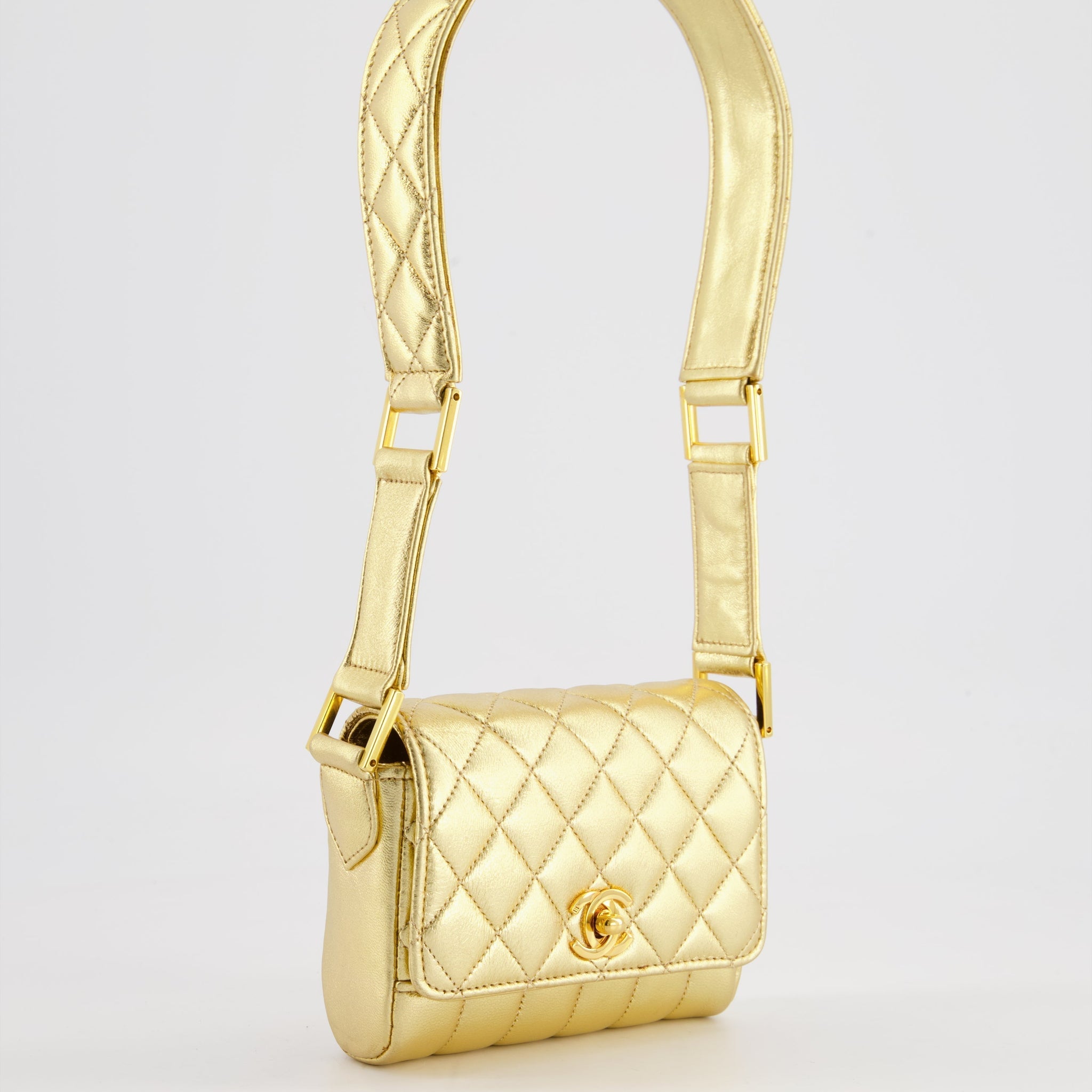 Chanel Vintage Gold Quilted Mini Bag with 24K Gold Hardware